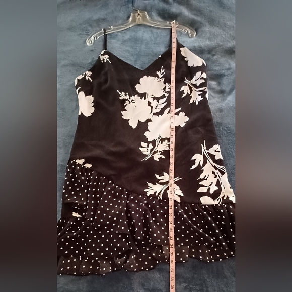 NWT Bar III XL Sky Dream Floral Eclipse B/W Slvls Drop Waist Ruffled Mini Dress - Picture 9 of 15